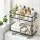 Artiss Over Toilet Storage Rack, 2-Tier Bathroom Shelf Organiser, Carbon Steel, 35x15x32cm, Black, Tool-Free Install