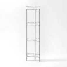 Artiss 4 Tier Floor Standing Corner Shower Caddy White Metal Bathroom Organiser Modular Tool Free Setup