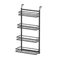 Artiss Over Door Bathroom Rack 4 Tier 91cm No Drill Hanging Organiser Black for Glass Tile and Metal Surfaces