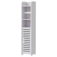 Artiss 2X Slim Bathroom Storage Cabinet 76cm White PVC Toilet Roll Holder Ventilated Cabinet Pack (2)