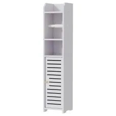 Artiss 2X Slim Bathroom Storage Cabinet 76cm White PVC Toilet Roll Holder Ventilated Cabinet Pack (2)