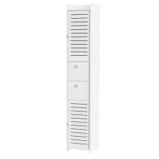 Artiss Bathroom Toilet Storage Cabinet - Slim Tallboy with Ventilated Doors, 2 Drawers, Water-Resistant, 118cm, White