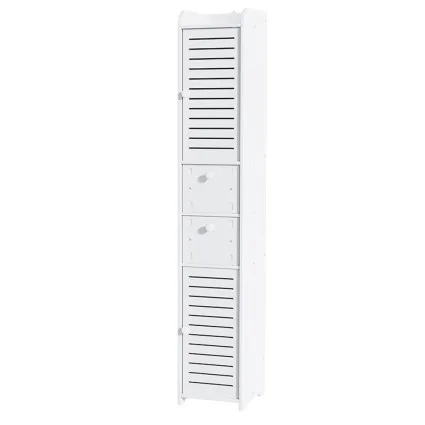 Artiss 2X Bathroom Toilet Storage Cabinet Tallboy Cupboard White 2 Drawers 2 Ventilated Cabinets 118cm