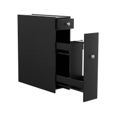 Artiss Slim Bathroom Storage Cabinet Black MDF 60x33x154cm Slide-Out Toilet Side Caddy Tissue Box Holder