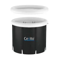 Weisshorn Portable Ice Bath Tub 70x80cm Inflatable Folding Bathtub with 300L Capacity, 3-Layer Insulation, Black