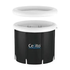 Weisshorn Portable Ice Bath Tub 70x80cm Inflatable Folding Bathtub with 300L Capacity, 3-Layer Insulation, Black