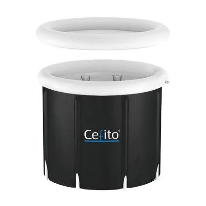 Weisshorn Portable Ice Bath Tub 70x80cm Inflatable Folding Bathtub with 300L Capacity, 3-Layer Insulation, Black