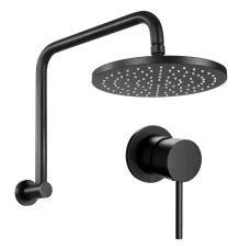 Cefito Matte Black 20cm Rain Overhead Swivel Shower Head with Solid Brass Wall Mixer Set 9L/min WELS
