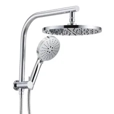 Cefito 10 Inch Dual Shower Head System with 3 Function Handheld Spray, 304 Stainless Steel Rail and 1.5m Hose