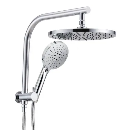 Cefito 10 Inch Dual Shower Head System with 3 Function Handheld Spray, 304 Stainless Steel Rail and 1.5m Hose