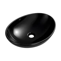 Cefito Ceramic Bathroom Basin 41cm Oval Vessel Vanity Sink High-Gloss Black