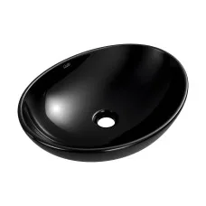 Cefito Ceramic Bathroom Basin 41cm Oval Vessel Vanity Sink High-Gloss Black