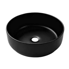 Cefito Ceramic Bathroom Basin 35.5cm Round Vessel Sink Matte Black Countertop Vanity