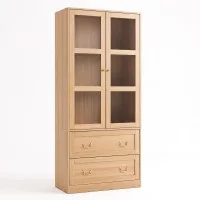 Artiss 180cm Buffet Sideboard Cabinet with Drawers Adjustable Shelves Clear Doors Wood Storage