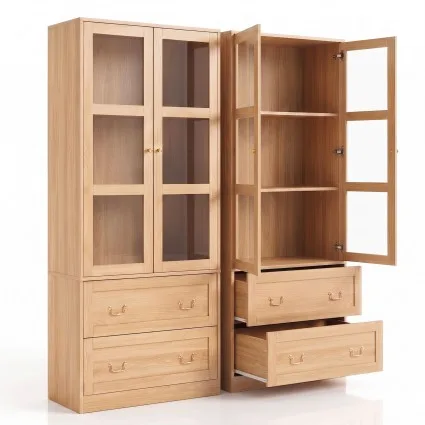 Artiss Buffet Sideboard Cabinets Set of 2 180cm Clear Doors Adjustable Shelves Drawers Soft-Close Wood
