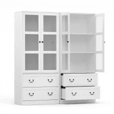 Artiss Buffet Sideboard Cabinets Set of 2 180cm White Clear Doors with Adjustable Shelves