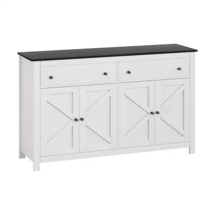 Artiss Buffet Sideboard Storage Cabinet 140cm with 2 Drawers, Adjustable Shelf and Soft-Closing Hinges Black
