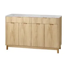 Artiss 140cm Buffet Sideboard Cabinet with Marble Effect Top, Fluted Doors, 2 Drawers and Adjustable Shelves Pine