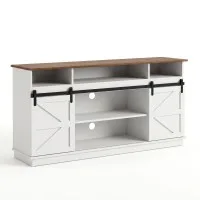 Artiss 150cm Buffet Sideboard Cabinet with Sliding Barn Doors, Adjustable Shelves and 3-Tier Storage White