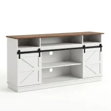 Artiss 150cm Buffet Sideboard Cabinet with Sliding Barn Doors, Adjustable Shelves and 3-Tier Storage White