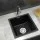 Cefito 38x38cm Black Granite Kitchen Sink - Durable Single Bowl, Heat & Scratch Resistant with R15 Corners & Strainer