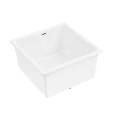 Cefito 45x45cm White Granite Kitchen Sink - Single Bowl, Heat & Scratch Resistant, Food Grade Material, 10-year warranty