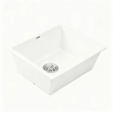 Cefito Granite Kitchen Sink 55x45cm White - Durable Single Bowl, Scratch & Heat Resistant, Easy-Clean, 10-year warranty