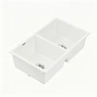 Cefito 77x45cm White Granite Double Bowl Kitchen Sink - Scratch & Heat Resistant, 10-year warranty, Hygienic, Durable