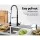 Cefito Kitchen Mixer Tap Pull Down - Black Brass, 2 Modes, Gooseneck Design, 5-Star WELS, 5 Year Warranty, 663mm Height