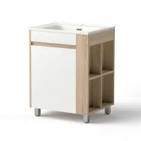 Cefito Vanity Unit 835mm Freestanding Bathroom Cabinet with Side Storage and Ceramic Basin