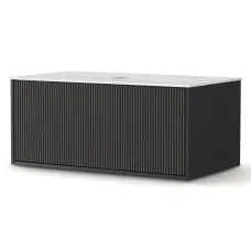 Cefito 900mm Black Timber Vanity Unit – Wall Hung Bathroom Cabinet with Sintered Stone Countertop & Soft-Close Drawer