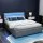 Artiss Cole Queen Bed Frame with LED Lights, Gas Lift Storage, Faux Linen Upholstery, Grey, Easy Assembly