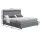 Artiss Cole Queen Bed Frame with LED Lights, Gas Lift Storage, Faux Linen Upholstery, Grey, Easy Assembly