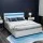 Artiss Queen Bed Frame White, LED Lights, Gas Lift Storage, PVC Leather, High-Density Foam, Steel/Wood Construction