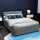 Artiss Nino Double Size Bed Frame Gas Lift Storage Faux Linen Fabric Upholstered Grey with Headboard Sturdy Steel Base