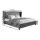 Artiss Pier Double Bed Frame Grey French Provincial Linen Upholstered, Tufted Headboard, Sturdy Steel, 1-Year Warranty