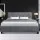 Artiss Vanke Double Size Bed Frame Grey Upholstered Faux Linen, Tufted Headboard, Solid Wood Slats, Sturdy Metal Frame