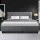Artiss Vanke Queen Size Bed Frame - Grey Faux Linen, Solid Wood Slats, Tufted Headboard, Metal Legs, 217x160x88cm