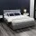 Artiss Queen Size Bed Frame Grey VILA - Gas Lift Storage, Faux Linen, Tufted Headboard, Sturdy Steel & Wood Base