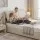 Artiss King Bed Frame Gas Lift Storage Three Drawers Adjustable Headboard 300kg Beige Platform Base