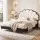 Artiss Queen Bed Frame with Adjustable Shell Headboard and PVC Upholstery White 13 Slats 300 kg Load