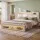 Artiss King Bed Frame with Storage, Charging Station, LED Lighting and Bouclé Padding White