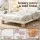 Artiss Queen Bed Frame with Bouclé Upholstery Rubber wood Feet White 300 kg Capacity Low-profile Ten Plywood Slats