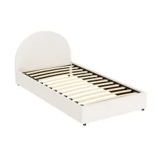 Artiss ELLA King Single Gas Lift Bed Frame Boucle Fabric Upholstered Storage Base with Padded Headboard Beige