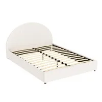 Artiss ELLA Queen Gas Lift Bed Frame Boucle Fabric Upholstered Storage Base with Padded Headboard, Beige