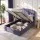 Artiss Double Bed Frame with Lift-Up Storage, USB and Type-C Charging Ports, Scallop Headboard Grey Blue