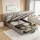 Artiss Double Gas Lift Upholstered Bed Frame with Foldable Bench Waterproof PVC Leather Large Storage 300kg
