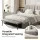 Artiss Double Gas Lift Upholstered Bed Frame with Foldable Bench Waterproof PVC Leather Large Storage 300kg