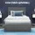 Artiss King Single Gas Lift Bed Frame Grey Faux Linen Upholstered Storage Base Wooden Slats Tufted Headboard