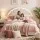 Artiss Double Bed Frame with Storage Drawers, Velvet Upholstered Platform, LED Rounded Headboard, Pine & Metal, 300kg